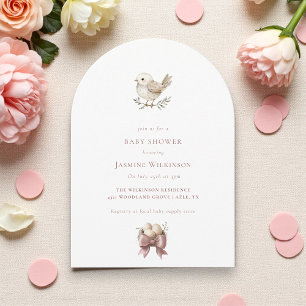 Invitation Baby shower minimal d'aquarelle pour bébé oiseau