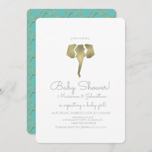 Invitation Baby shower minimal Foil Boho Elephant