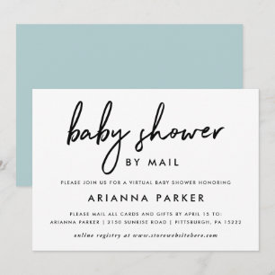 Invitation Baby shower minimal moderne par courrier   Bleu