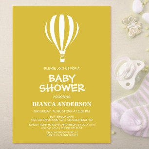 Invitation Baby shower minimaliste à air chaud or