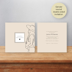 Invitation Baby shower minimaliste beige neutre pour le genre