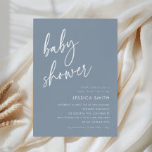 Baby-Shower Minimaliste Bleu Poussiéreux