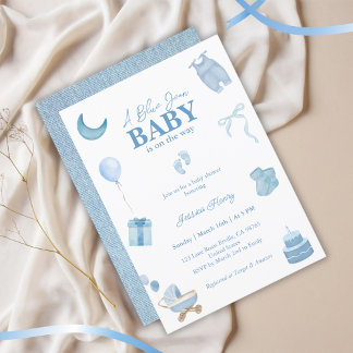 Invitation Baby shower minimaliste Blue Jean Baby Denim