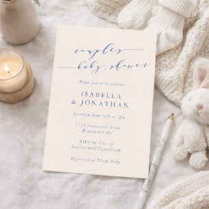 Invitation Baby-Shower Minimaliste Classique Bleu pour Couple