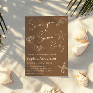 Invitation Baby Shower Minimaliste Côté Mer “À Bientôt Bébé”