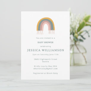 Invitation Baby shower minimaliste Cute Boho Arc-en-ciel