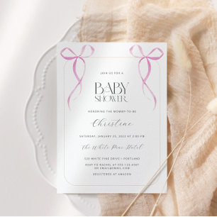 Invitation Baby shower minimaliste de fille de la corne rose