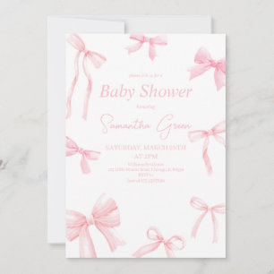 Invitation Baby shower minimaliste de ruban rose fille