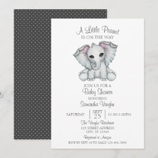 Invitation Baby shower minimaliste d'éléphant neutre pour le 