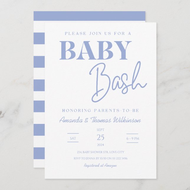 Invitation Baby shower minimaliste des couples de bébé Bash (Devant / Derrière)