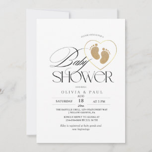 Invitation Baby shower minimaliste Elégant Parties scintillan
