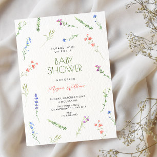 Invitation Baby-shower minimaliste esthétique avec fleurs qui