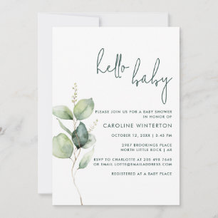 Invitation Baby shower minimaliste Eucalyptus
