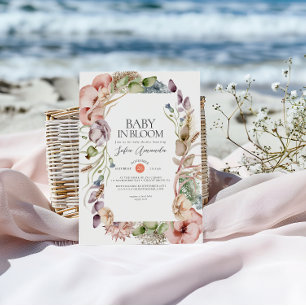 Invitation Baby shower minimaliste Fleurs sauvages