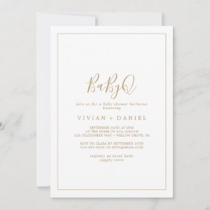 Invitation Baby shower minimaliste Gold BabyQ