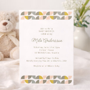 Invitation Baby Shower Minimaliste Moderne aux Teintes Pastel