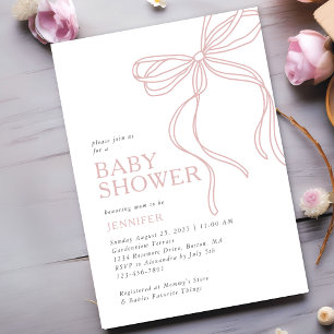 Invitation Baby shower minimaliste moderne en bois rose