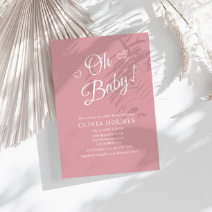 Invitation baby shower minimaliste moderne et poussiéreux ros