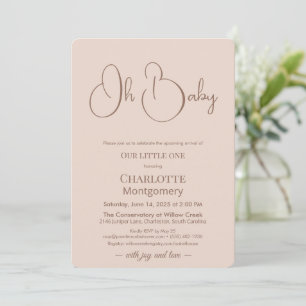 Invitation Baby-Shower minimaliste moderne   Rose poudré