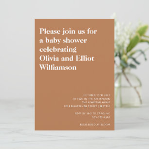 Invitation Baby shower minimaliste moderne simple en terre cu