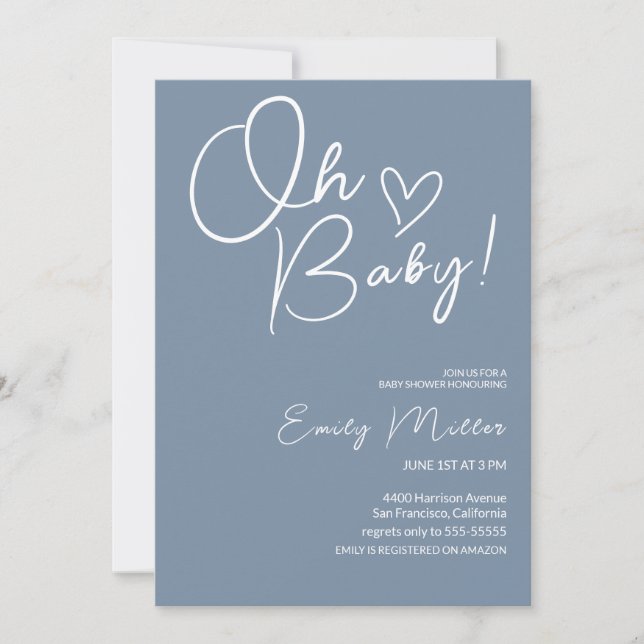 Invitation Baby shower minimaliste neutre (Devant)