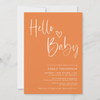 Baby shower minimaliste Orange blanc genre neutre