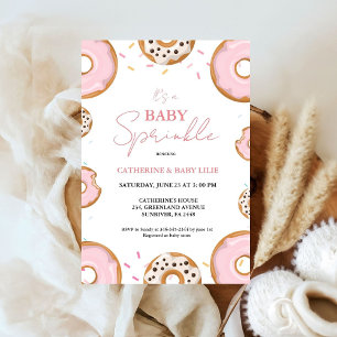 Invitation Baby shower minimaliste pour bébé saupoudré rose f