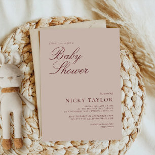 Invitation Baby shower minimaliste rose pastel