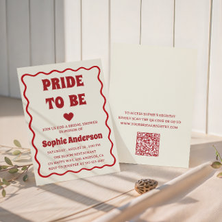 Invitation Baby Shower Minimaliste Rouge Élégant avec Code QR