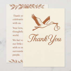 Invitation Baby shower minimaliste rustique de cigogne