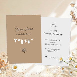 Invitation Baby Shower Minimaliste Sable Boho