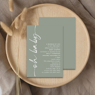 Invitation Baby shower minimaliste Script fille ou garçon Sag