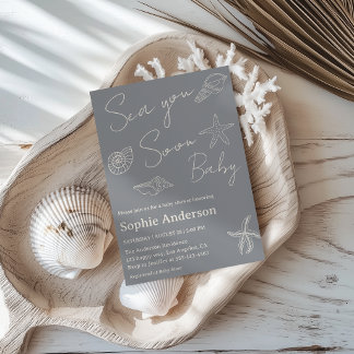 Invitation Baby Shower Minimaliste sur le thème de la Côte "À