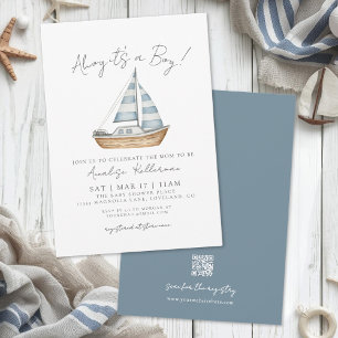 Invitation Baby-shower minimaliste sur le thème de la mer