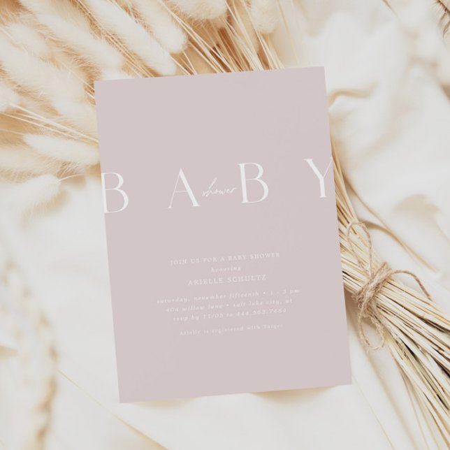 Invitation Baby shower minuscule rose pâle ultra-moderne (Créateur téléchargé)