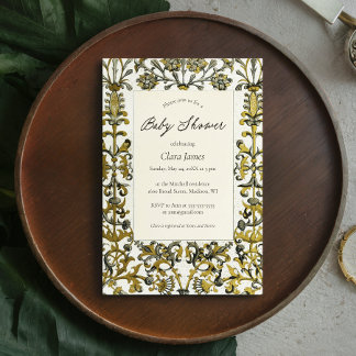 Invitation Baby Shower Mixte Art Nouveau Vintage