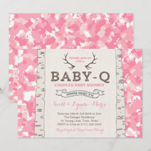 Invitation Baby Shower Mixte Camouflage Rose pour Fille