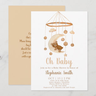 Invitation Baby shower mobile Boho Bear