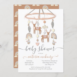 Invitation Baby shower mobile Boho Scandi Deer Forest