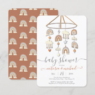 Invitation Baby shower mobile Boho Scandi Rainbow