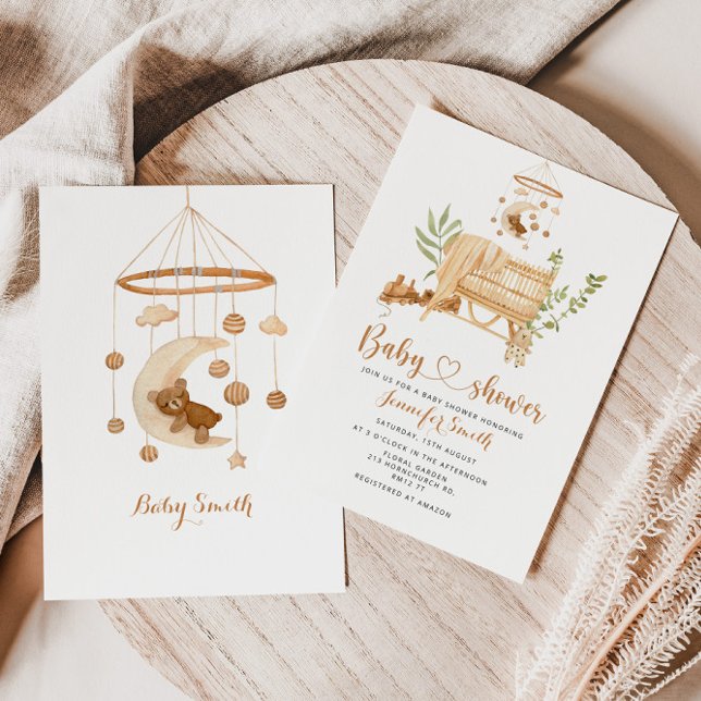 Invitation Baby shower mobile de la pépinière Boho (Créateur téléchargé)