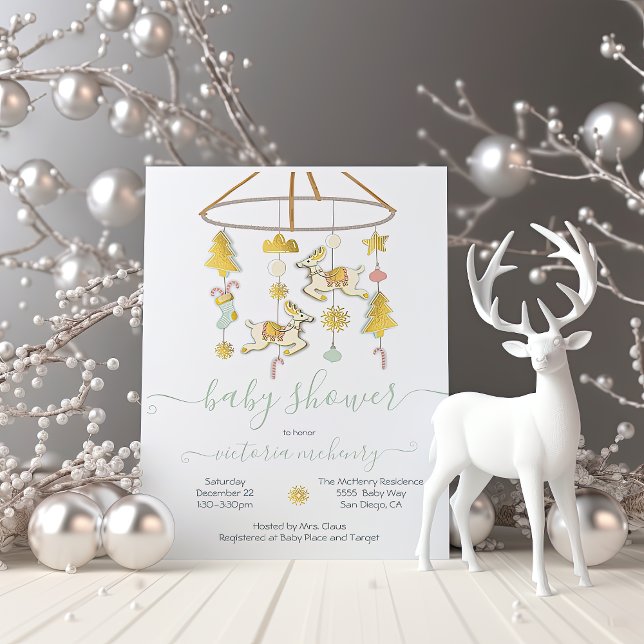 Invitation Baby shower mobile Gold Christmas (Créateur téléchargé)