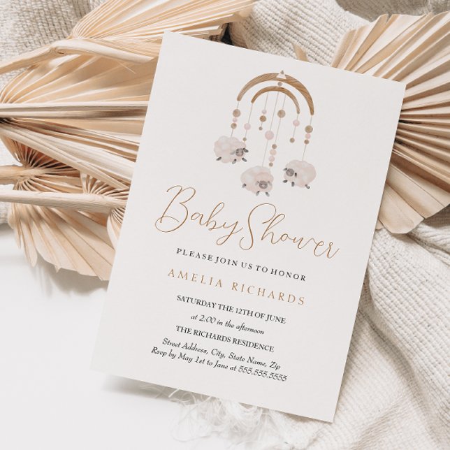 Invitation Baby shower mobile Neutral Sweet Boho (Créateur téléchargé)