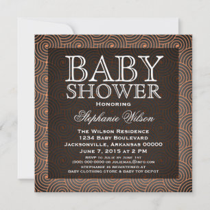 Invitation Baby shower Mod Swirls, Coral