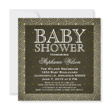 Invitation Baby shower Mod Swirls, Jaune