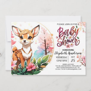 Invitation Baby shower Modèle personnalisé de Cerfs mignons