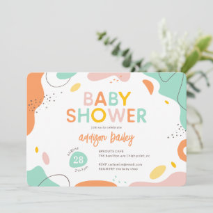 Invitation Baby shower moderne Abstrait neutre pour les femme