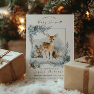 Invitation Baby Shower Moderne Animaux Mignons Hiver