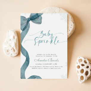 Invitation Baby-Shower Moderne avec Nœud Papillon à l'Aquarel