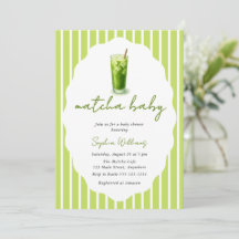 Baby-Shower Moderne Bébé Vert Matcha Ondulé Mignon